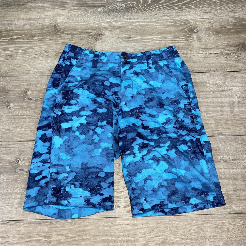 Under Armour Shorts Mens 30 Blue Camo Golf Performance Lightweight UA 1258526
